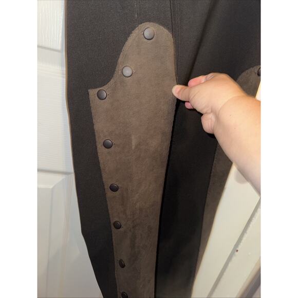 Equestrian Brand Women’s Pull On Ribbed Riding Suede Accent Pants Size M USA - Picture 6 of 9